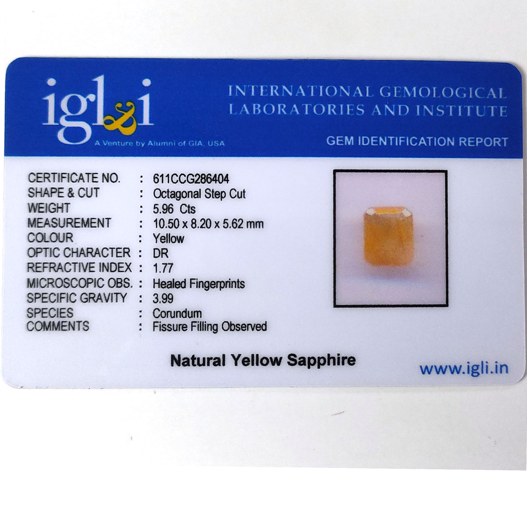 Natural Yellow Sapphire (Pukhraj) Octagonal Step Cut Certified Loose Gemstone – 5.96 Carat IGI Certified Yellow Sapphire for Ring & Pendant - Image 4