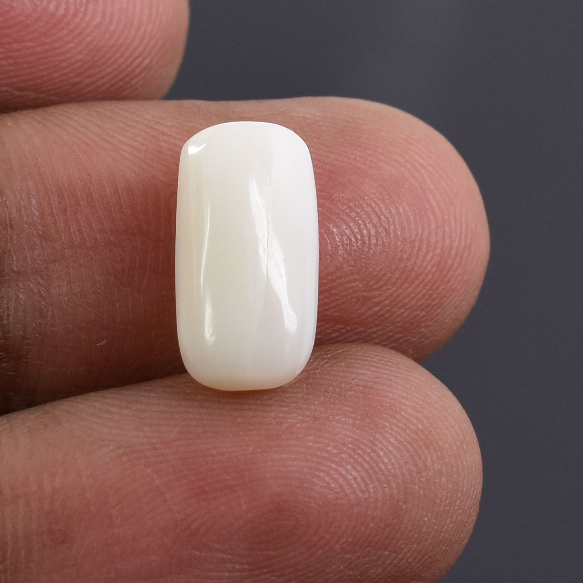 Premium Natural White Coral (Safed Moonga) Capsule Cabochon Gemstone - Image 2
