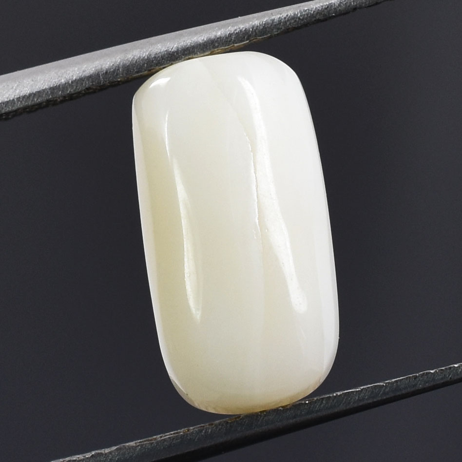 Premium Natural White Coral (Safed Moonga) Capsule Cabochon Gemstone - Image 4