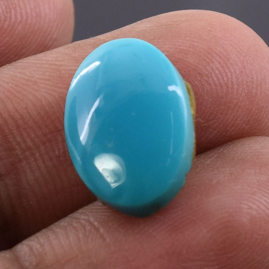 Natural Turquoise (Firoza) Oval Cabochon Loose Gemstone | Certified Blue Turquoise for Ring & Pendant | Natural Healing Crystal - Image 2