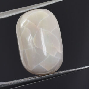 Premium Natural Patterned White Opal Oval Cabochon Gemstone