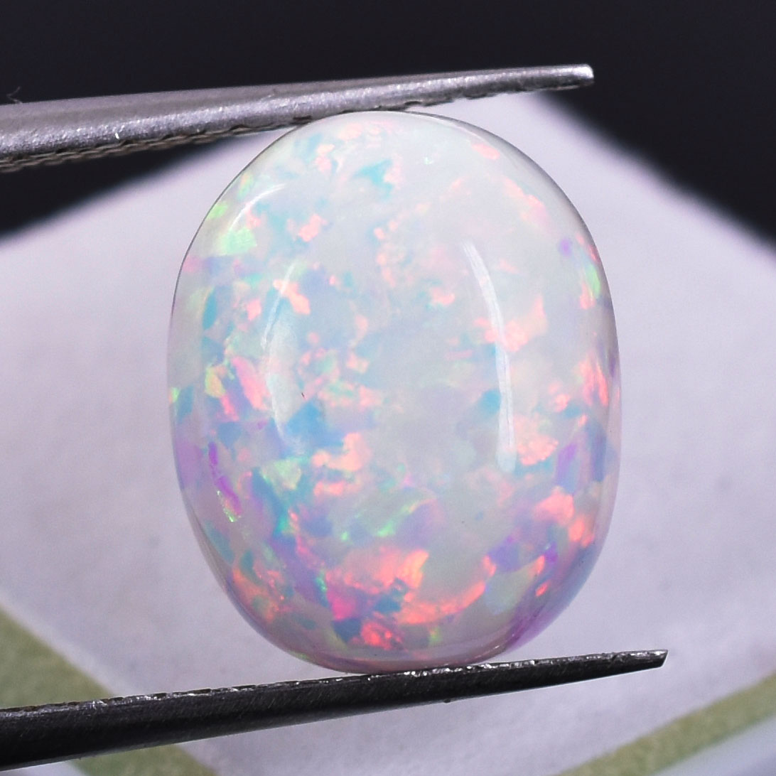 Premium Natural White Opal Oval Cabochon Gemstone - Image 3