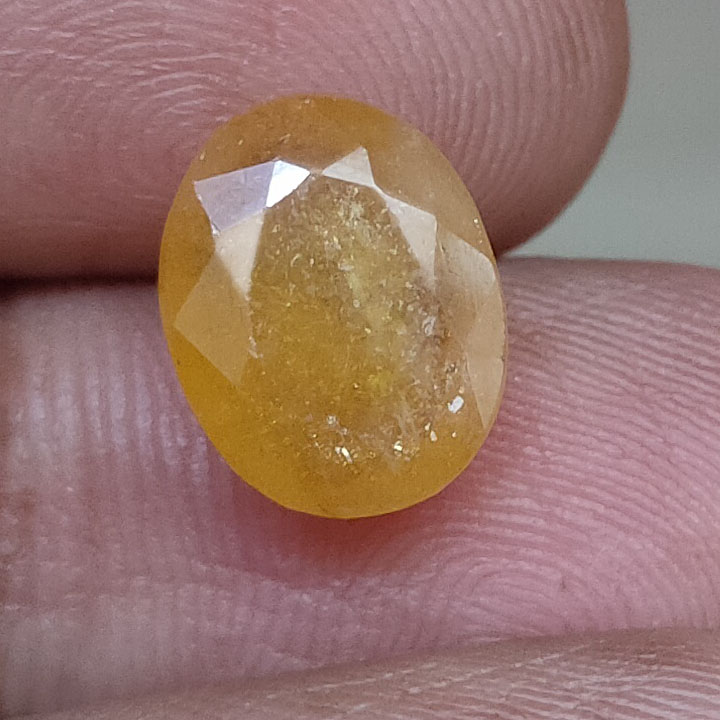 Natural Yellow Sapphire (Pukhraj) Oval Mixed Cut Certified Loose Gemstone – 5.81 Carat IGI Certified Yellow Sapphire for Ring & Pendant - Image 4