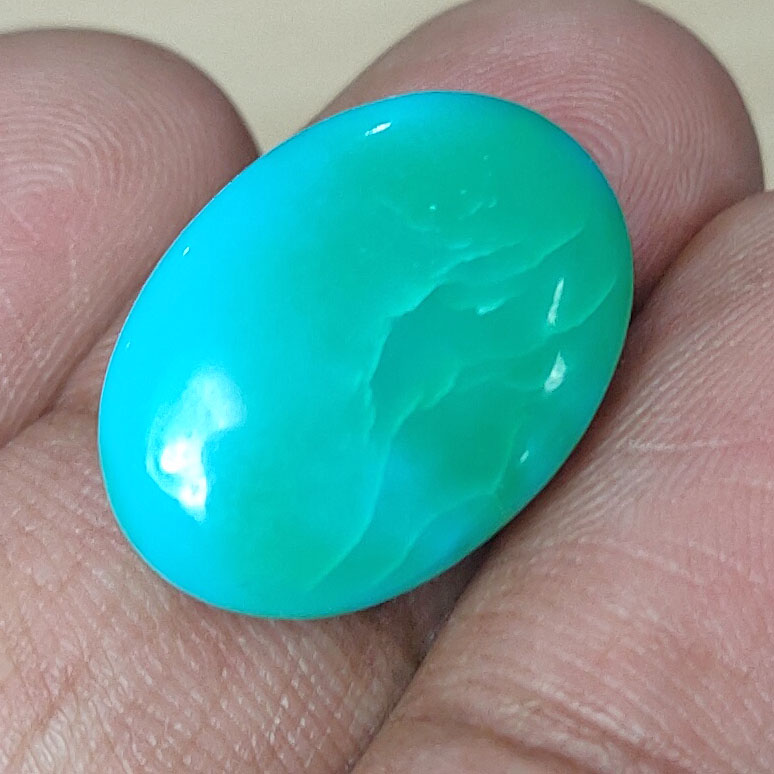 Premium 13.62 Cts Certified Natural Turquoise (Firoza) Oval Cabochon - Image 7
