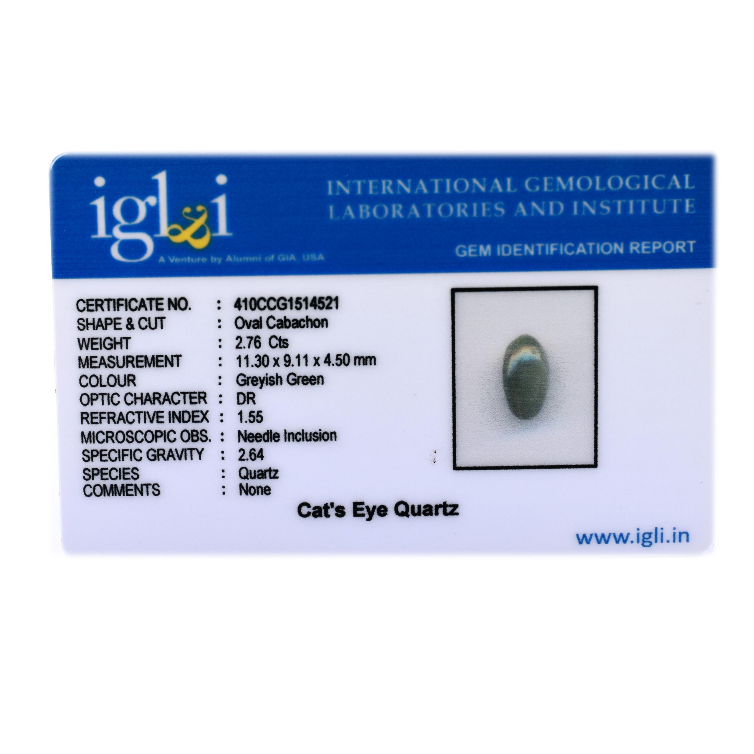 Certified Natural Cat's Eye Quartz – 2.76 Carat Oval Cabochon Gemstone - Image 2