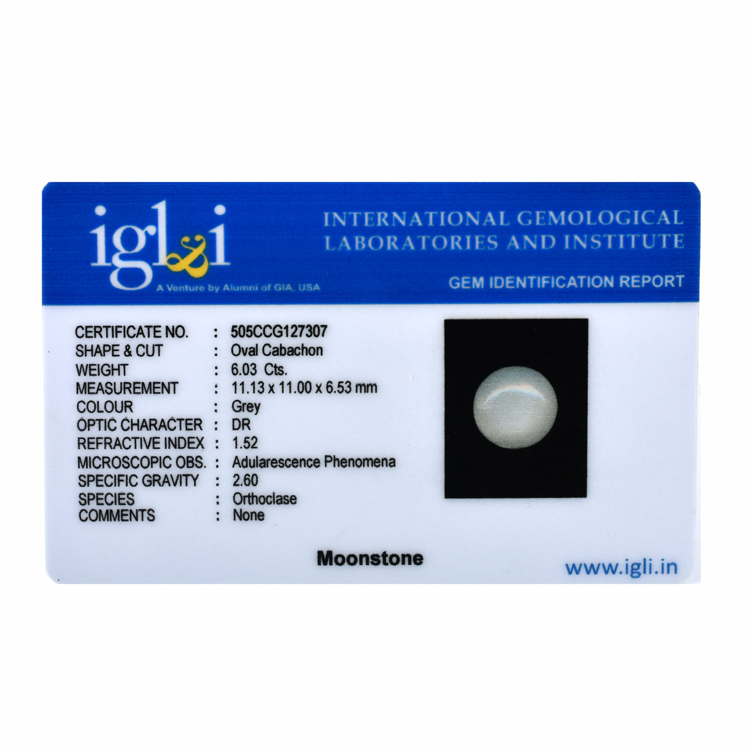Natural Moonstone (Chandrakant Mani) Oval Cabochon Certified Gemstone | 6.03 Carat - Image 3