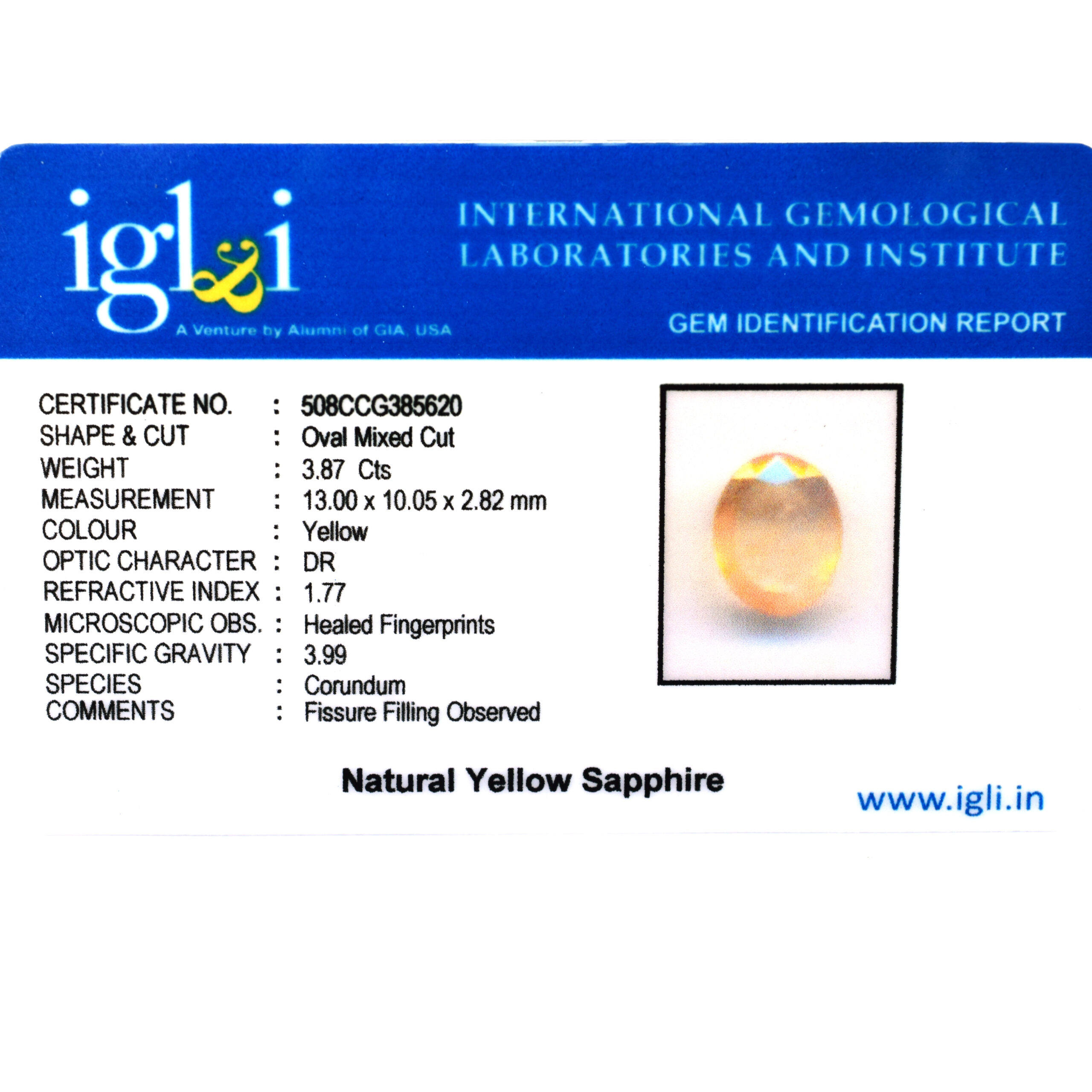 Natural Yellow Sapphire (Pukhraj) Oval Mixed Cut Certified Loose Gemstone – 3.87 Carat IGI Certified Yellow Sapphire for Ring & Pendant - Image 3