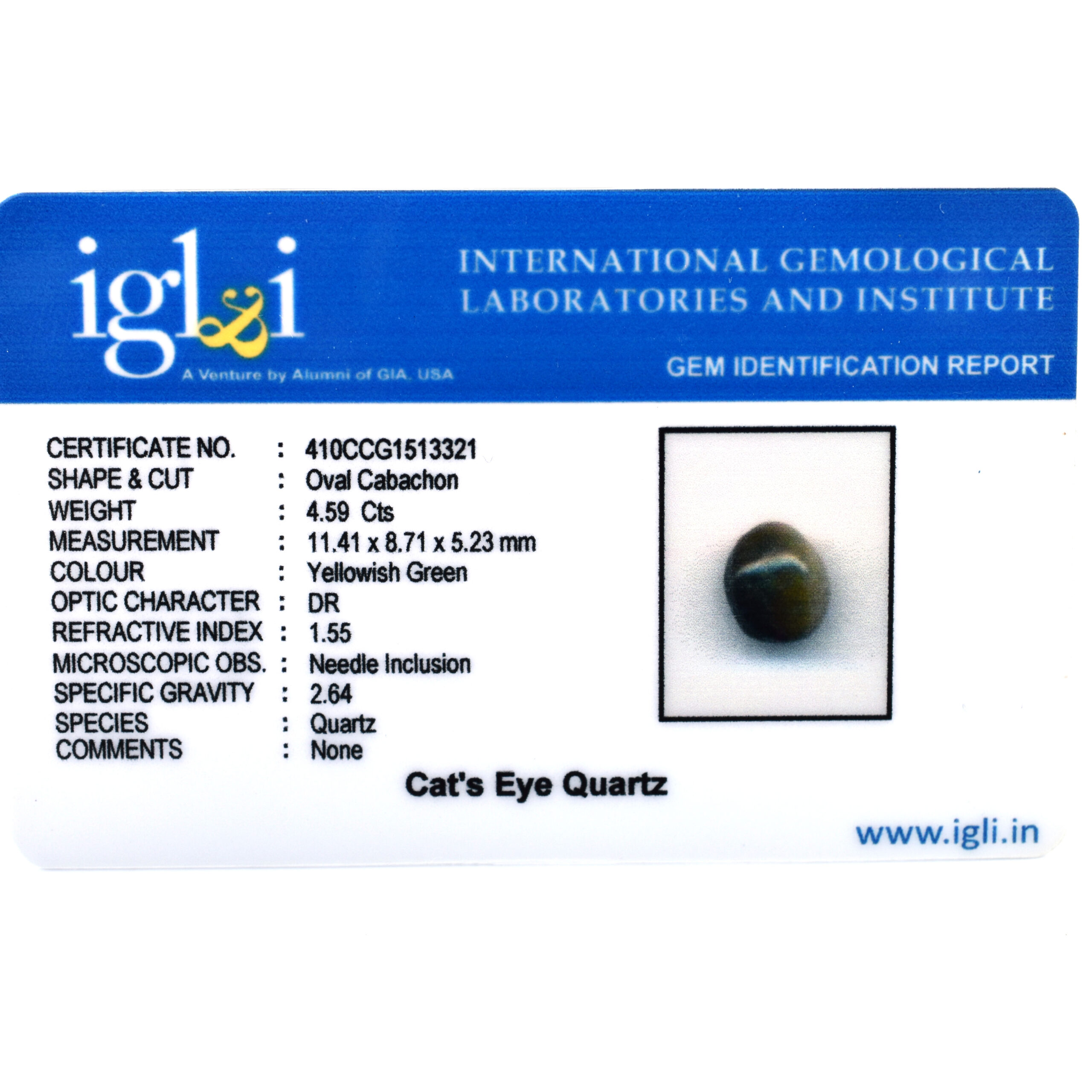 Certified Natural Cat's Eye Quartz – 4.59 Carat Oval Cabochon Gemstone - Image 3