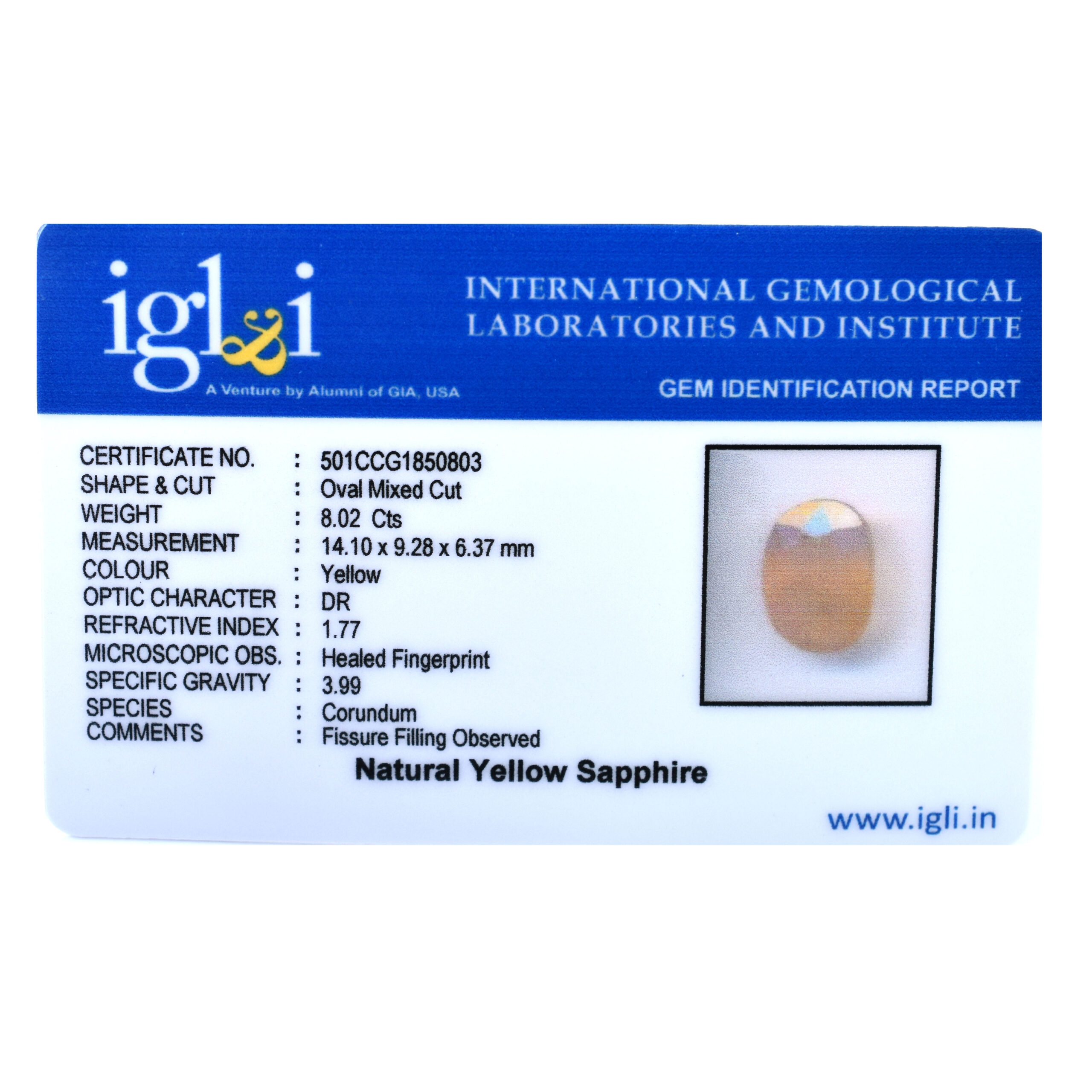 Natural Yellow Sapphire (Pukhraj) Oval Mixed Cut Certified Loose Gemstone – 8.02 Carat IGI Certified Yellow Sapphire for Ring & Pendant - Image 3