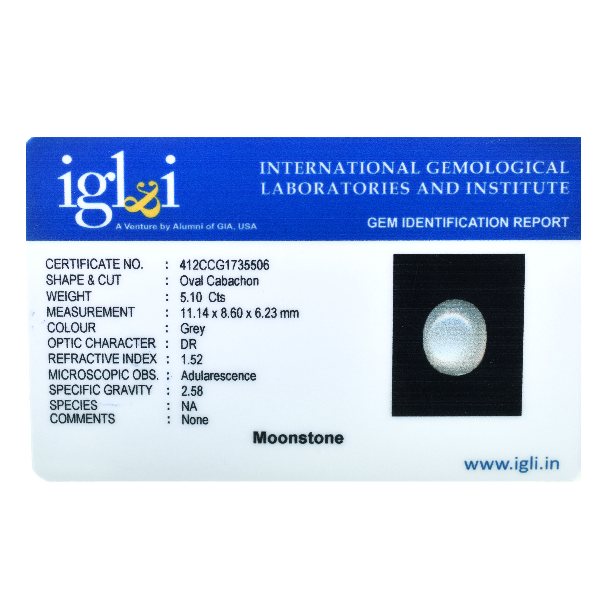 Natural Moonstone (Chandrakant Mani) – Certified Oval Cabochon Gemstone - Image 3