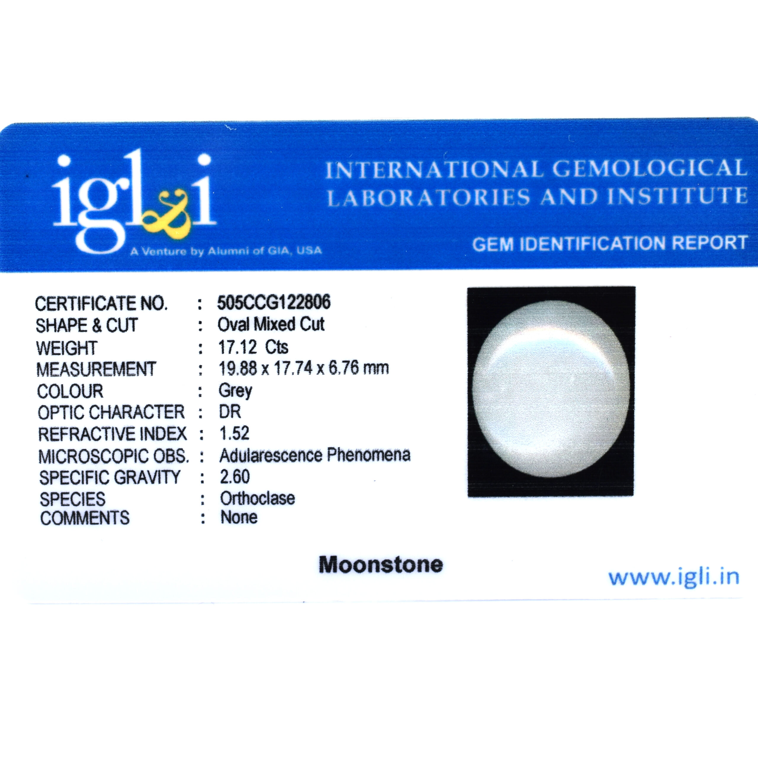 Natural Moonstone (Chandrakant Mani) Oval Cabochon Certified Loose Gemstone | 17.12 Carat Moonstone for Astrology & Jewelry - Image 3