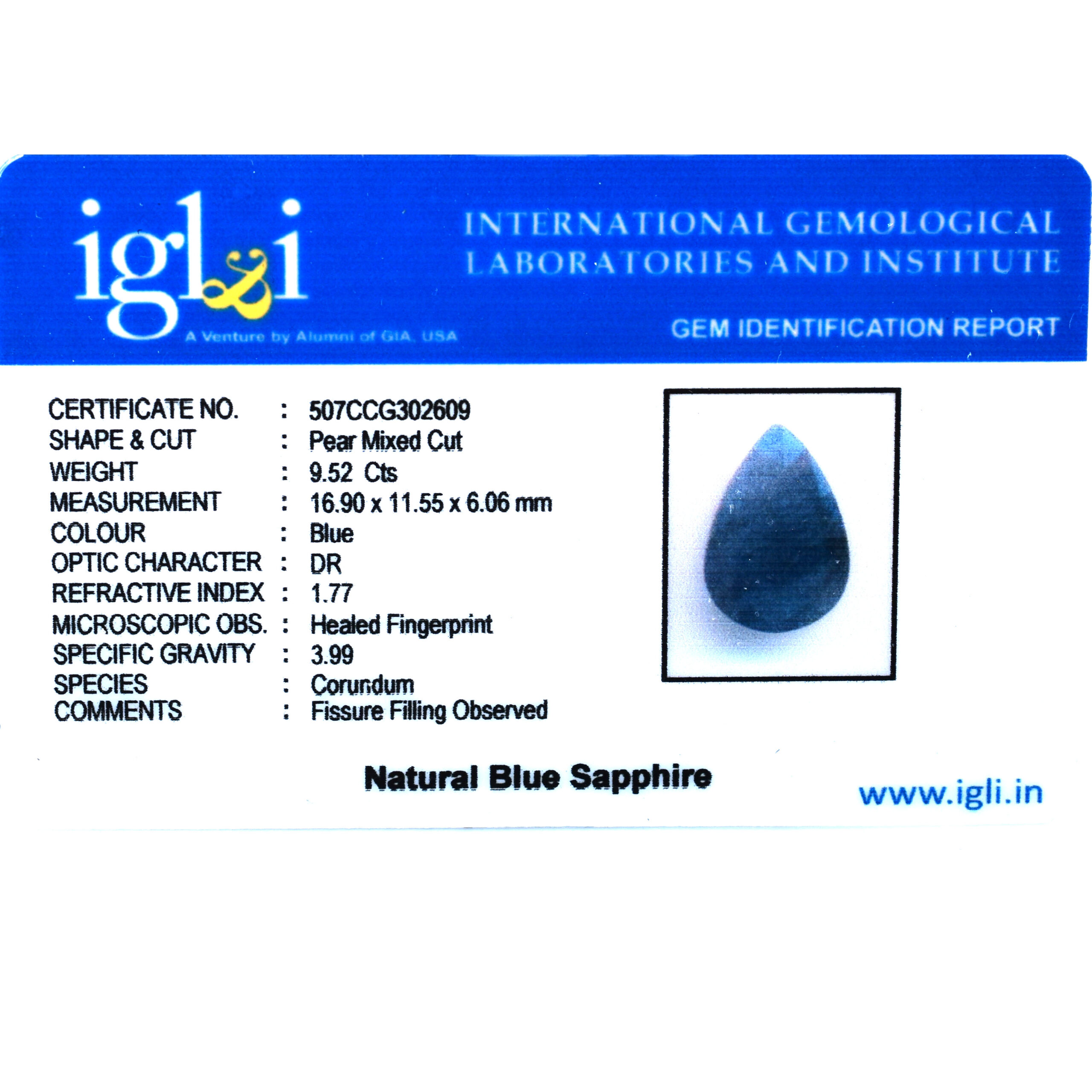 Natural Blue Sapphire (Neelam) 9.52 Carat Pear Mixed Cut Certified Gemstone – IGI Certified Blue Sapphire for Saturn (Shani) - Image 2