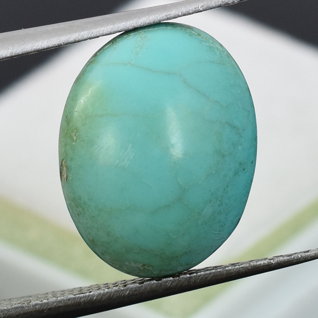Natural Turquoise (Firoza) Gemstone – Certified Oval Cabochon Loose Stone | 7.20 Carat