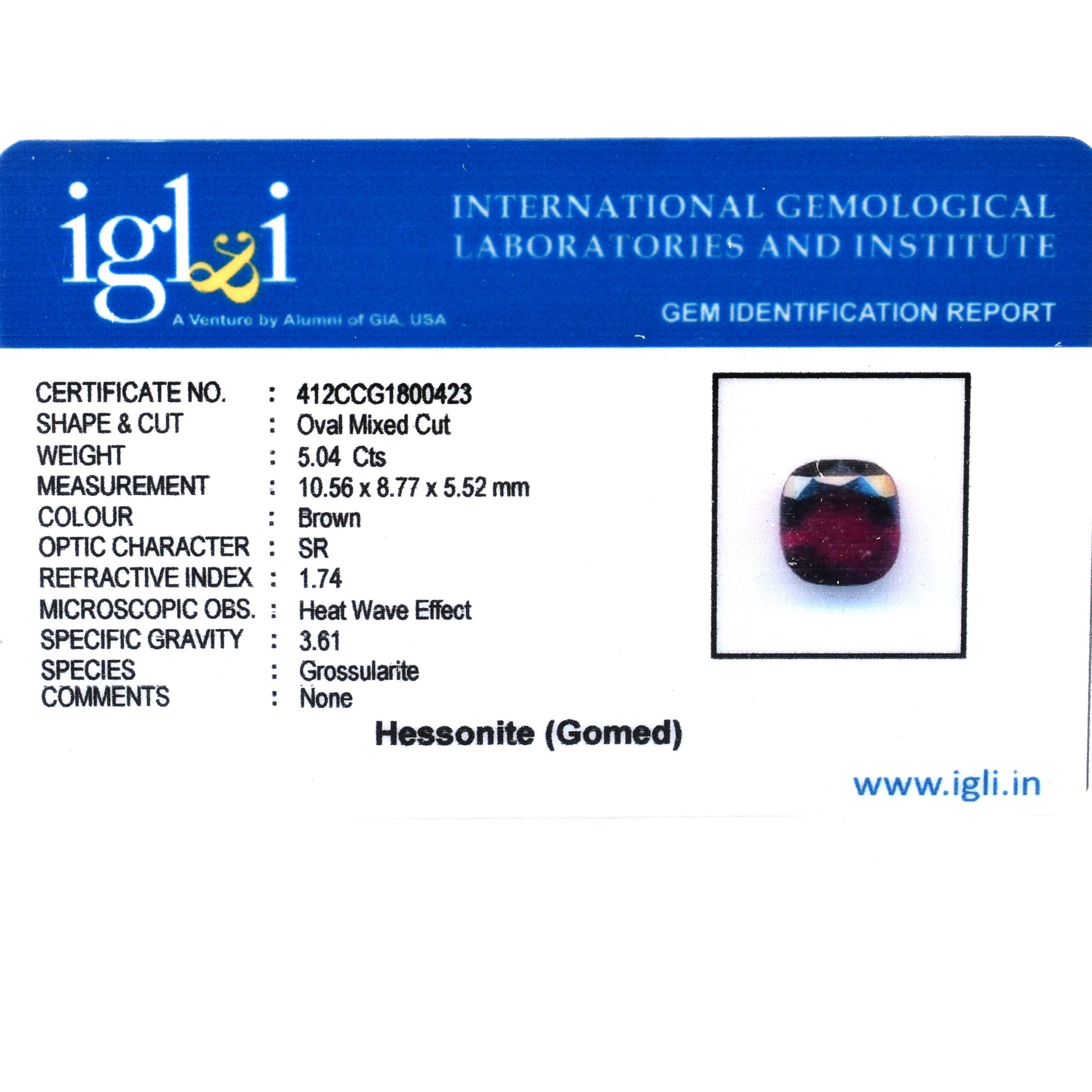 Natural Hessonite (Gomed) Gemstone – 5.04 Ct Certified Brown Grossular Garnet | Oval Mixed Cut - Image 2