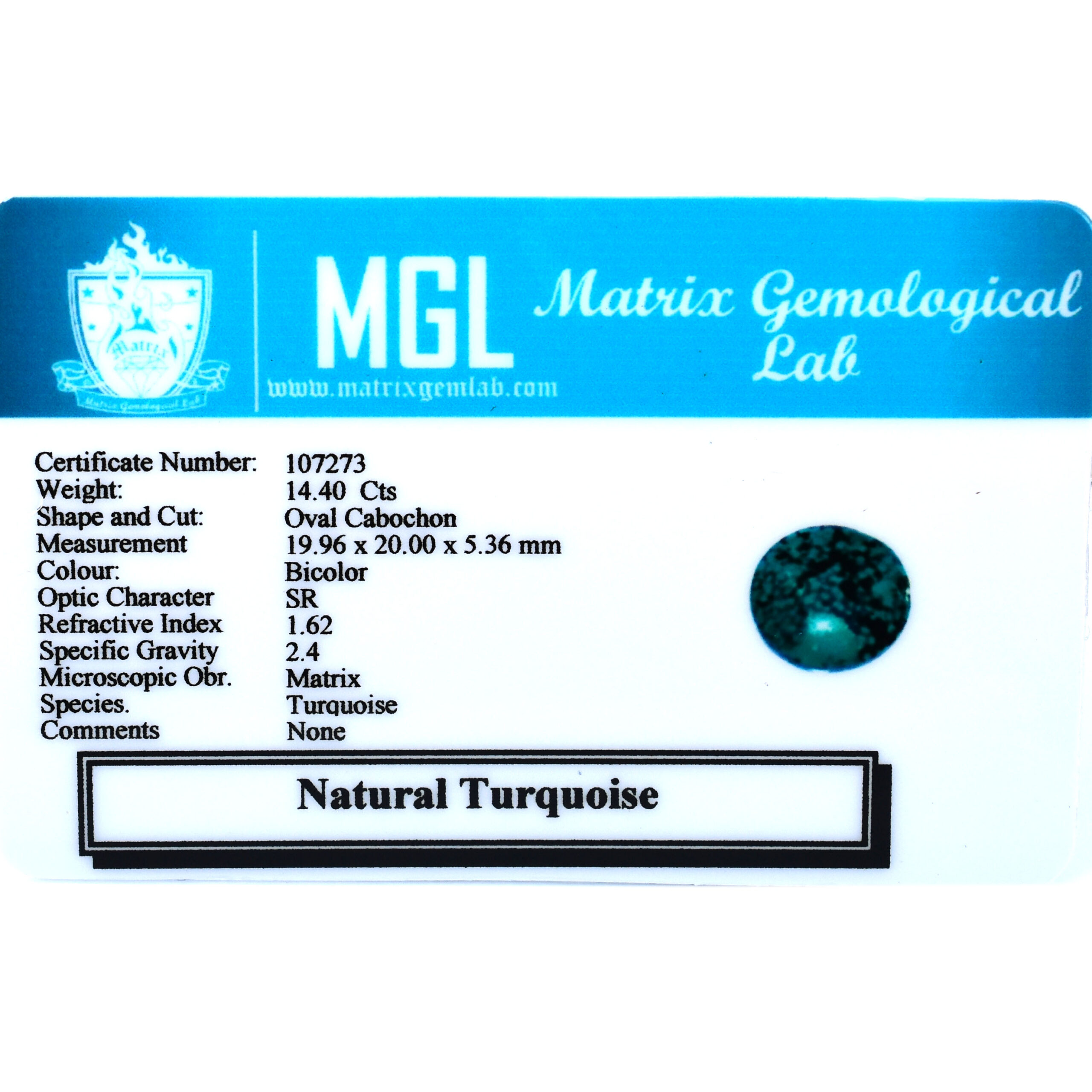 Premium 14.40 Cts Certified Natural Turquoise (Firoza) Gemstone - Image 3