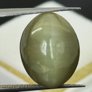 Certified Natural Cat's Eye Quartz – 11.41 Carat Oval Cabochon Gemstone