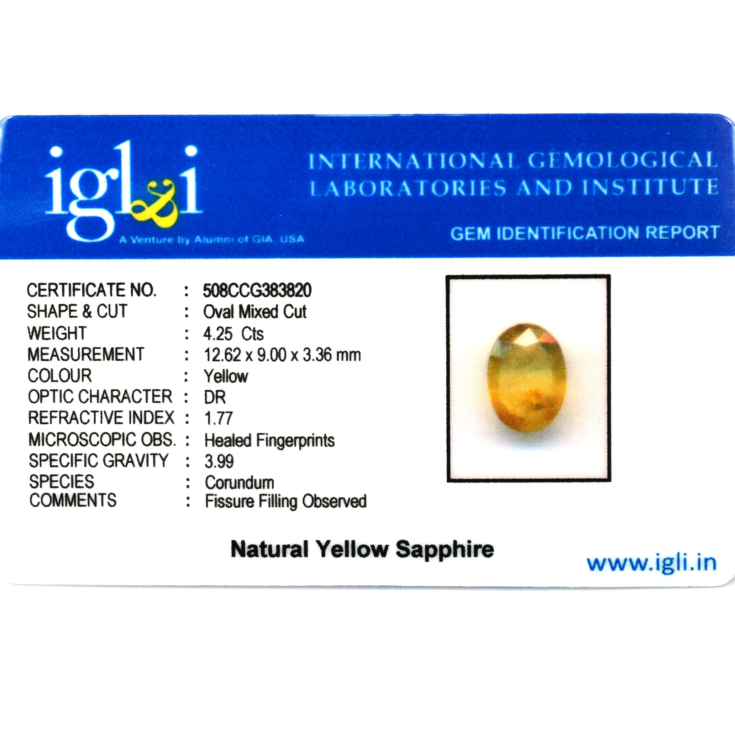 Natural Yellow Sapphire (Pukhraj) Oval Mixed Cut Certified Loose Gemstone – 4.25 Carat | IGLI Certified Yellow Sapphire for Ring & Pendant - Image 3
