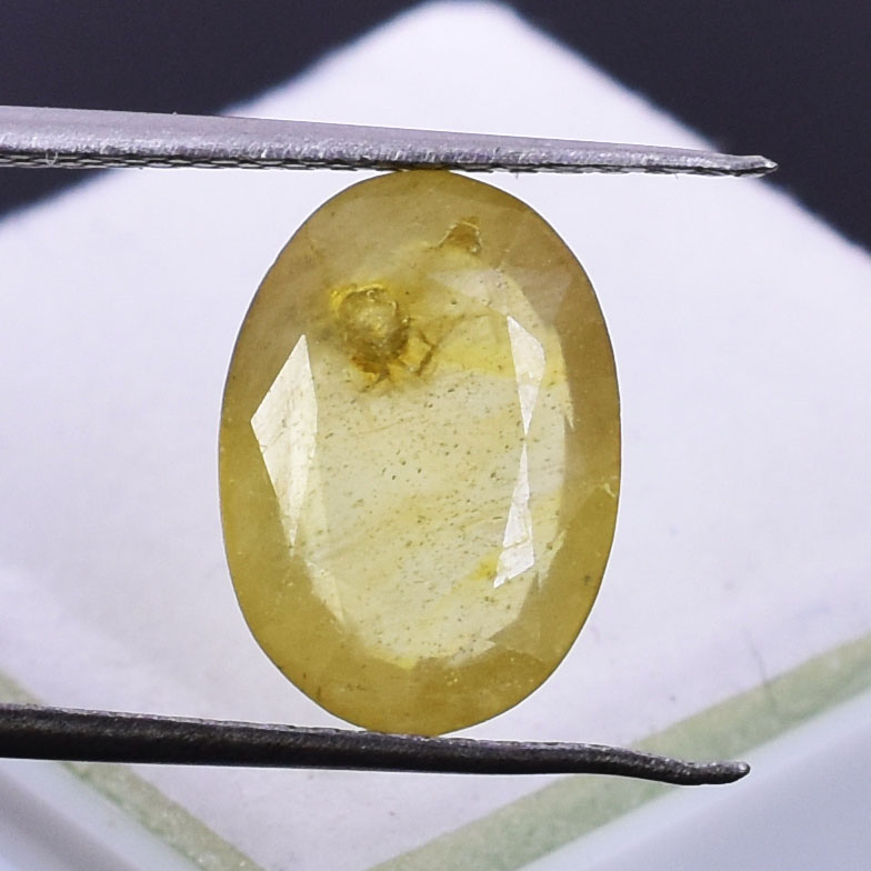 Natural Yellow Sapphire (Pukhraj) Oval Mixed Cut Certified Loose Gemstone – 4.25 Carat | IGLI Certified Yellow Sapphire for Ring & Pendant - Image 4