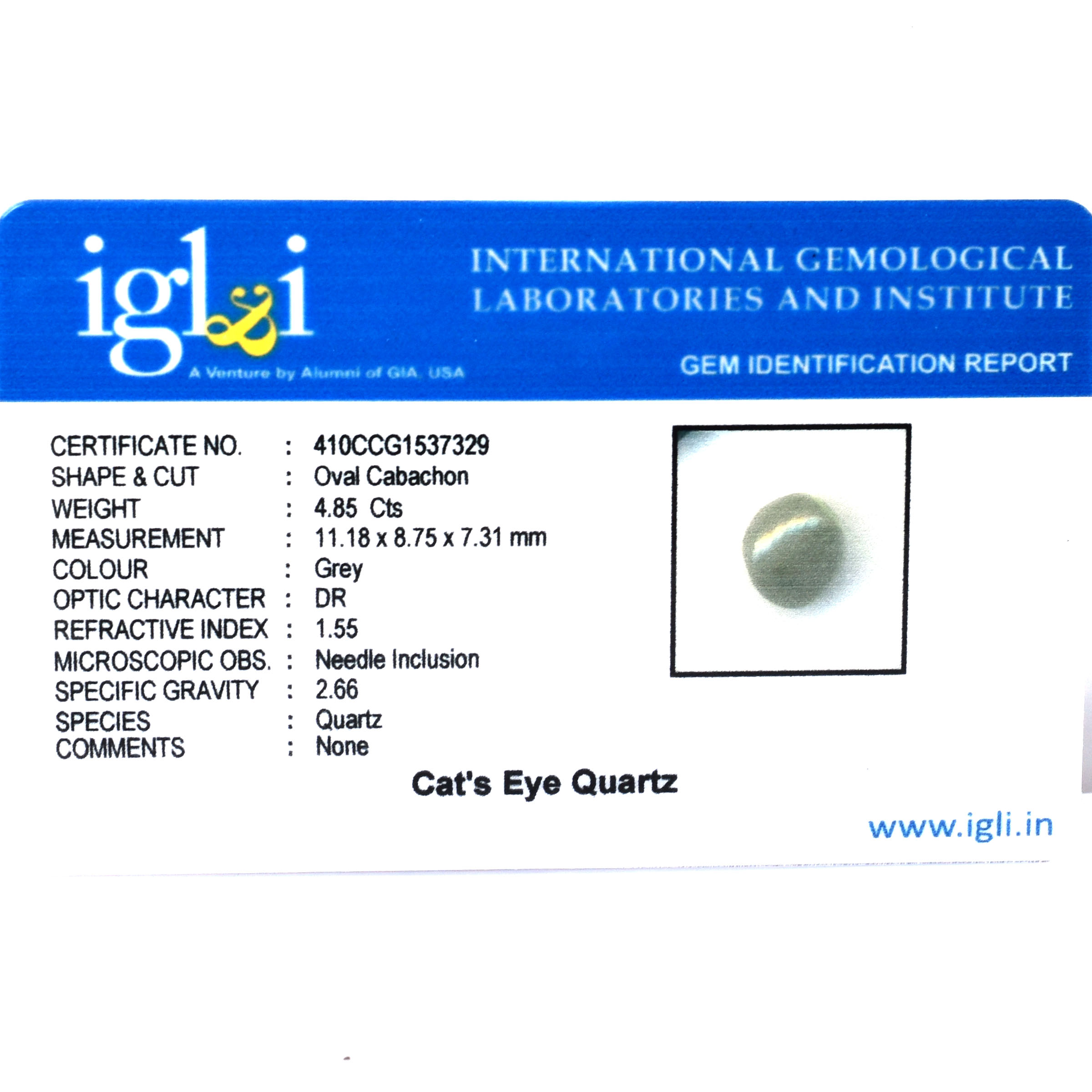 Certified Natural Cat's Eye Quartz – 4.85 Carat Oval Cabochon Gemstone - Image 3