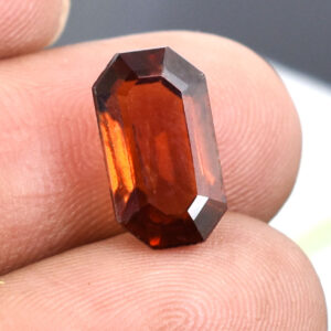 Natural Hessonite Garnet (Gomed) Emerald Step Cut Certified Loose Gemstone – 4.51 Carat Natural Gomed for Ring & Pendant