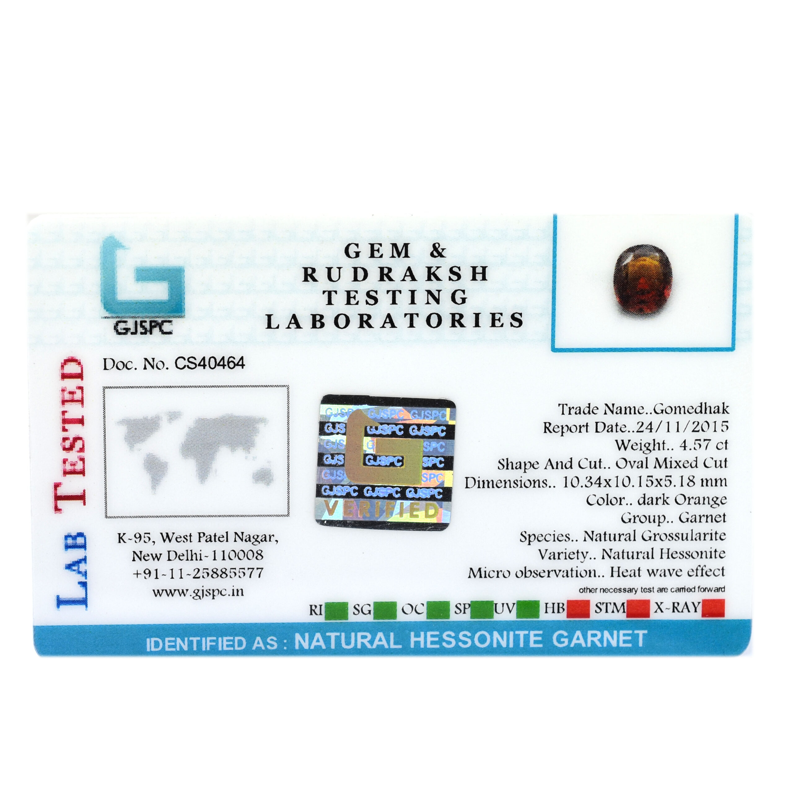 Certified Natural Hessonite Garnet (Gomed) – 4.57 Carat Oval Mixed Cut Gemstone - Image 3