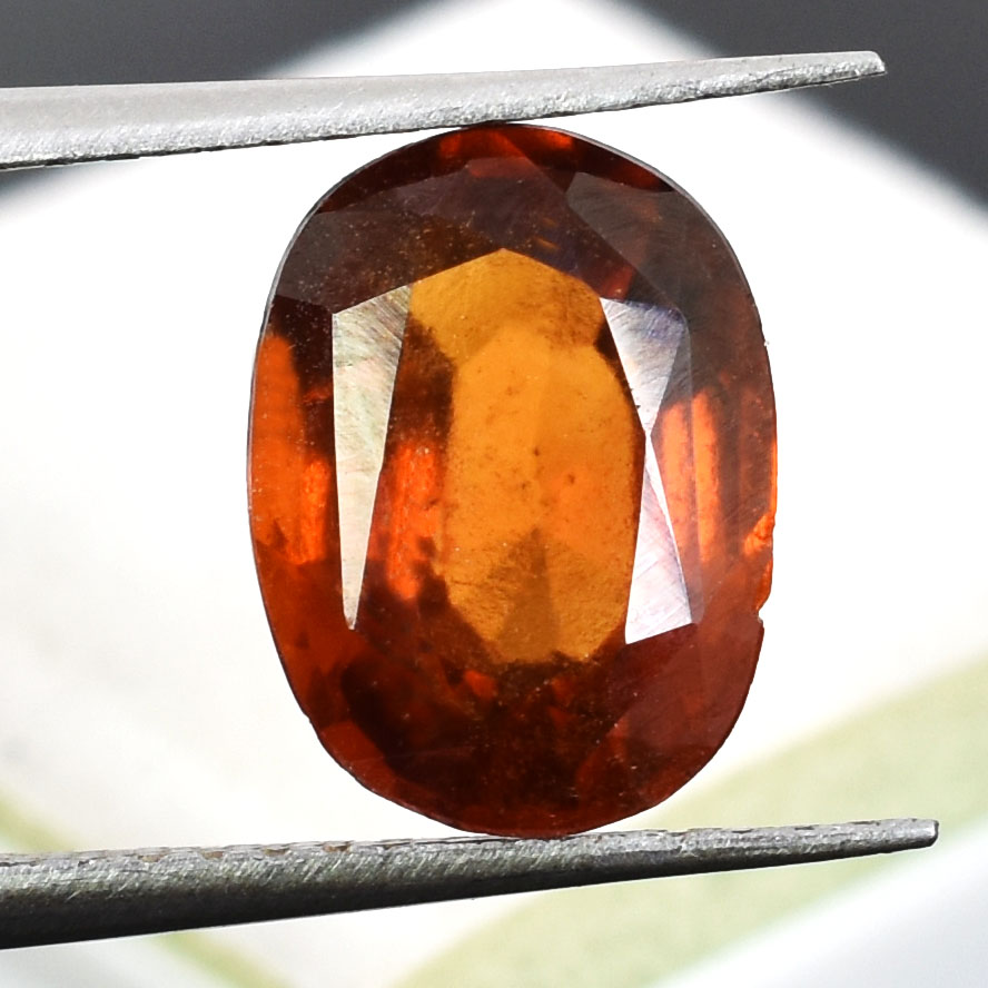 Certified Natural Hessonite Garnet (Gomed) – 4.10 Carat Oval Mixed Cut Gemstone