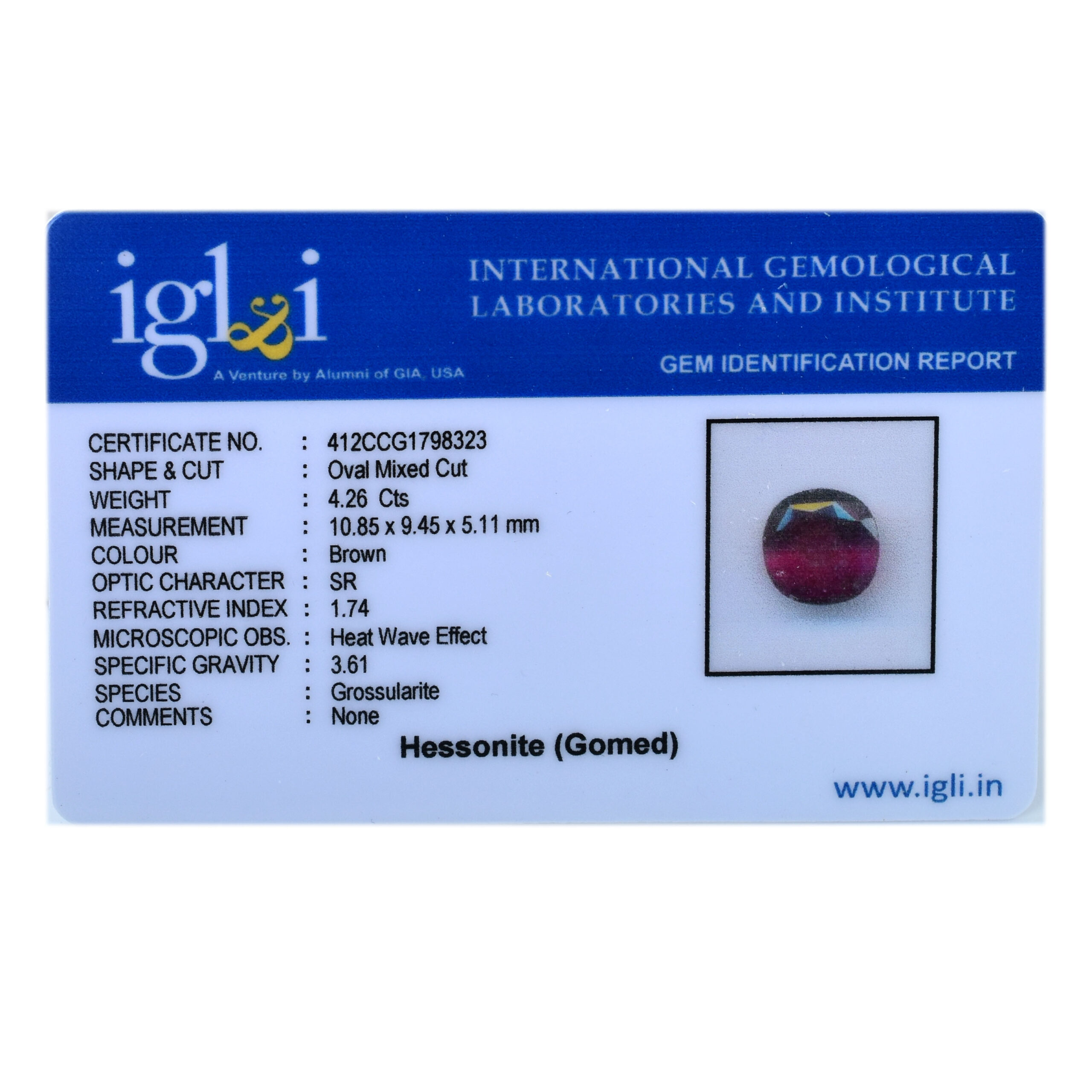 Certified Natural Hessonite Garnet (Gomed) – 4.26 Carat Oval Mixed Cut Gemstone - Image 3