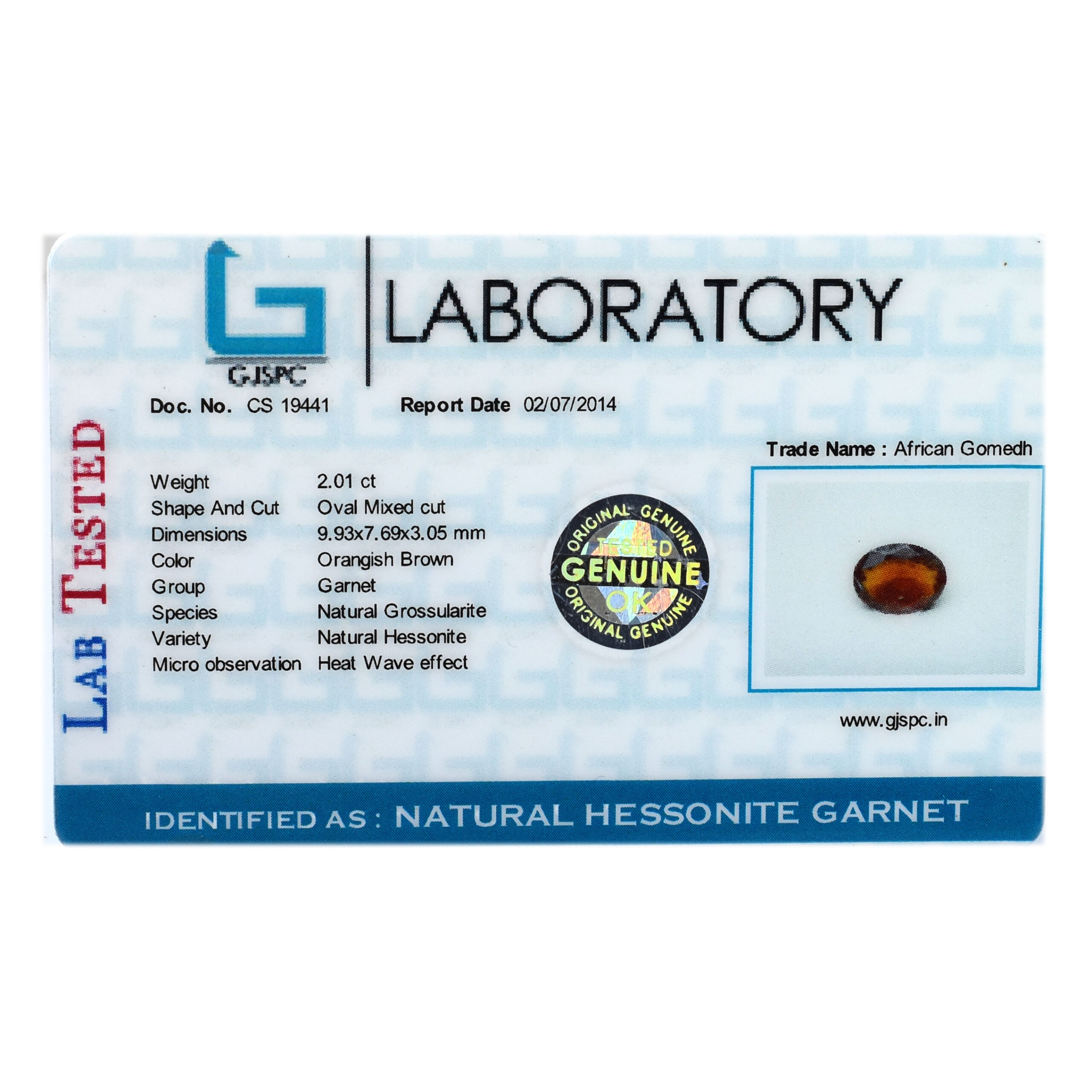 Certified Natural African Hessonite Garnet (Gomed) – 2.01 Carat Oval Mixed Cut Gemstone - Image 3