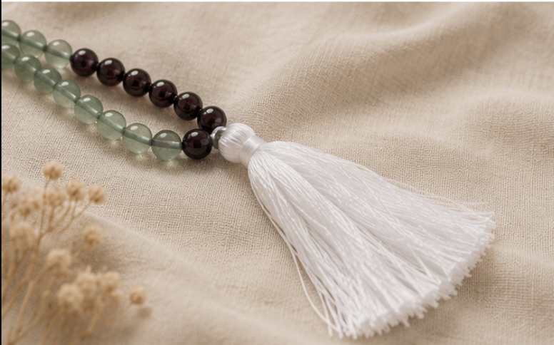 Natural Fluorite & Red Tiger Eye 109 Beads Mala | 45 g Handmade Gemstone Prayer Necklace | Healing Crystal Meditation Jewelry - Image 4