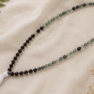 Natural Fluorite & Red Tiger Eye 109 Beads Mala | 45 g Handmade Gemstone Prayer Necklace | Healing Crystal Meditation Jewelry
