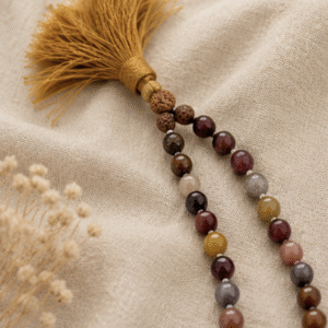 Natural Mookaite Jasper & Rudraksha 109 Beads Mala | 40 g Handmade Prayer Necklace | Spiritual Meditation Jewelry