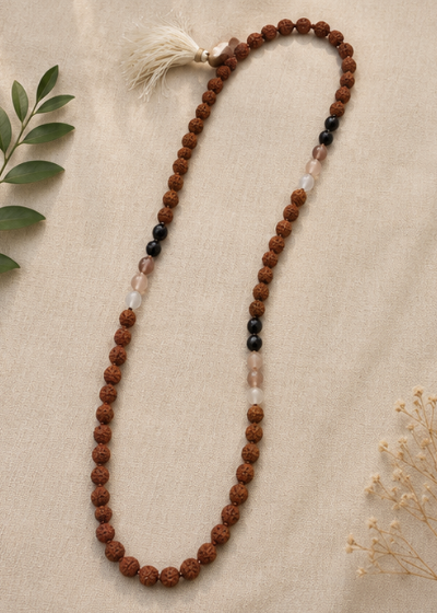 Natural Mookaite Jasper & Rudraksha 108 Beads Mala | 25 g Handmade Prayer Necklace | Spiritual Meditation Jewelry - Image 2
