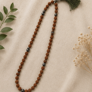 Natural Hematite & Rudraksha 109 Beads Mala with Buddha Pendant | 52 g Handmade Prayer Necklace | Spiritual Meditation Jewelry