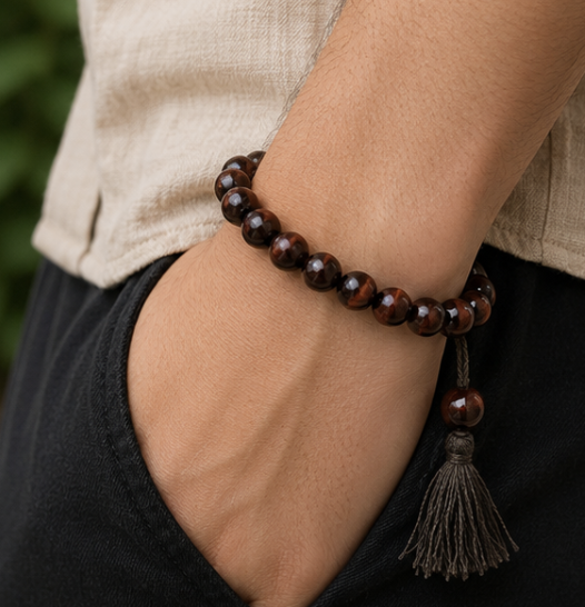 Natural Red Tiger's Eye Bracelet | 24 g Handmade Healing Crystal Bracelet | Protective Gemstone Jewelry