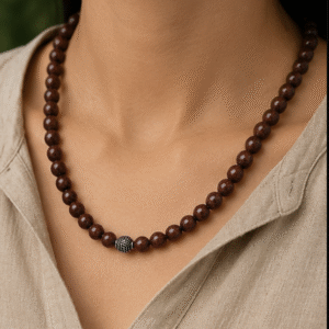 Natural Red Tiger's Eye Necklace | 45 Beads | 40 g Handmade Gemstone Necklace | Protective Crystal Jewelry