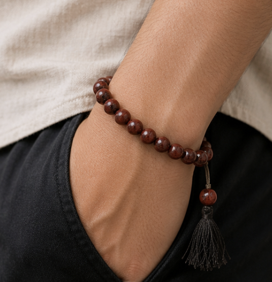 Natural Red Jasper Bracelet | 22 g Handmade Healing Crystal Bracelet | Grounding Gemstone Jewelry