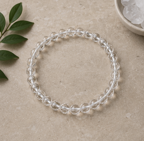 Natural Clear Quartz Crystal Bracelet | 8 g Handmade Healing Crystal Bracelet | Sphatik Gemstone Jewelry - Image 3