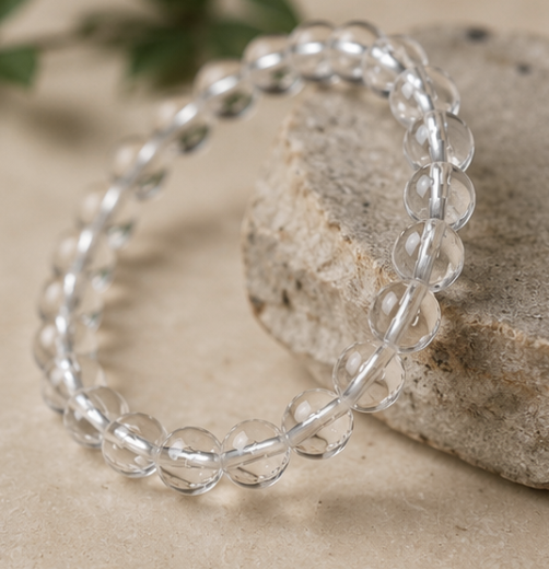 Natural Clear Quartz Crystal Bracelet | 8 g Handmade Healing Crystal Bracelet | Sphatik Gemstone Jewelry - Image 2