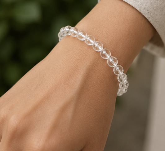 Natural Clear Quartz Crystal Bracelet | 8 g Handmade Healing Crystal Bracelet | Sphatik Gemstone Jewelry