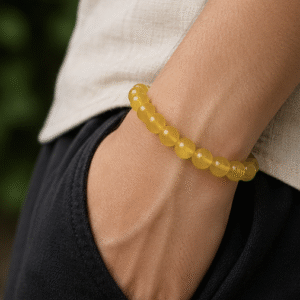 Natural Yellow Jade Bracelet | 9 g Handmade Healing Crystal Bracelet | Prosperity Gemstone Jewelry