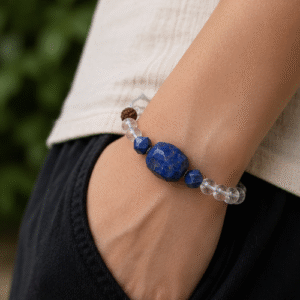 Natural Lapis Lazuli & Clear Quartz (Sphatik) Bracelet | 29 g Handmade Healing Crystal Bracelet | Spiritual Gemstone Jewelry