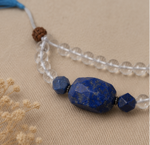 Natural Lapis Lazuli & Clear Quartz (Sphatik) Bracelet | 29 g Handmade Healing Crystal Bracelet | Spiritual Gemstone Jewelry - Image 4