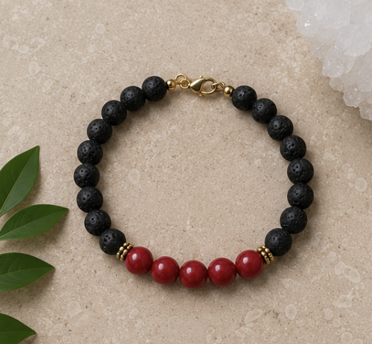 Natural Lava Stone & Carnelian Bracelet | 17 g Handmade Healing Crystal Bracelet | Spiritual Gemstone Jewelry - Image 2