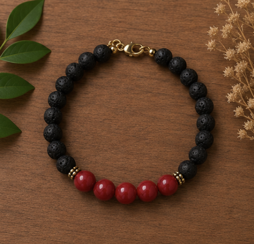 Natural Lava Stone & Carnelian Bracelet | 17 g Handmade Healing Crystal Bracelet | Spiritual Gemstone Jewelry - Image 5