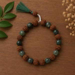 Natural Green Aventurine & Rudraksha Bracelet | 9 g Handmade Spiritual Gemstone Bracelet