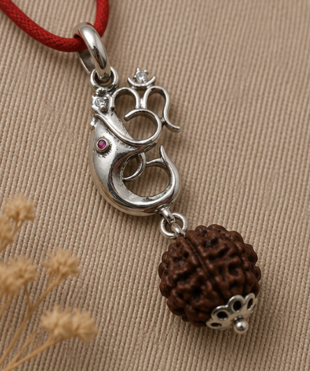 Natural Rudraksha Pendant | 4 g Handmade Spiritual Pendant Necklace | Sacred Devotional Jewelry - Image 4
