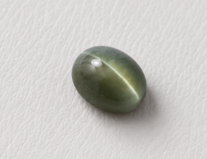 Natural Cat's Eye Quartz Gemstone | 3.62 Carats Greyish Green - Image 2