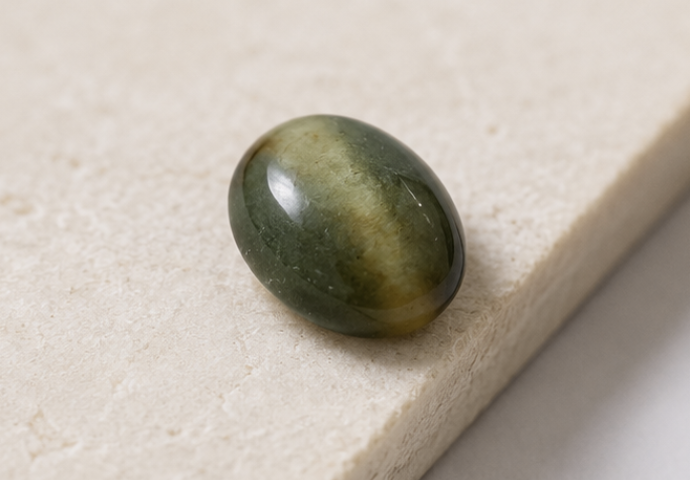 Natural Cat's Eye Quartz Gemstone | 3.00 Carats Yellowish Green