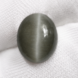 Natural Cat's Eye Quartz Gemstone | 2.61 Carats Greyish Green