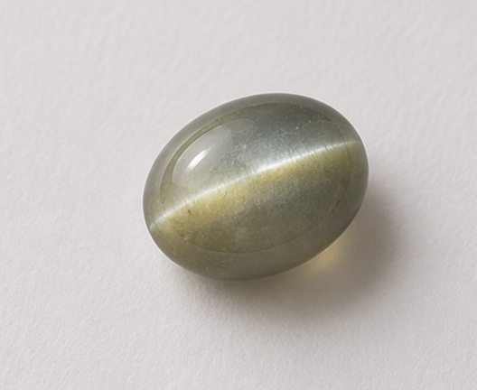 Natural Cat's Eye Quartz Gemstone | 4.32 Carats Greyish Green